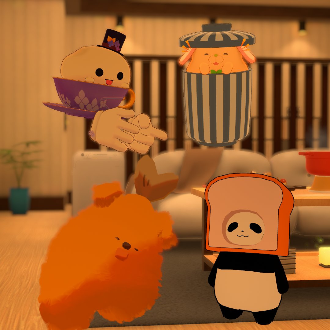 Jei0115's tweet photo. #VRChat #きゃらけっとグランプリ #食パンダ #あじふらいぬ #ちゃわんむし #こねこね君

食べ物組 https://t.co/GtUJHQSjI3