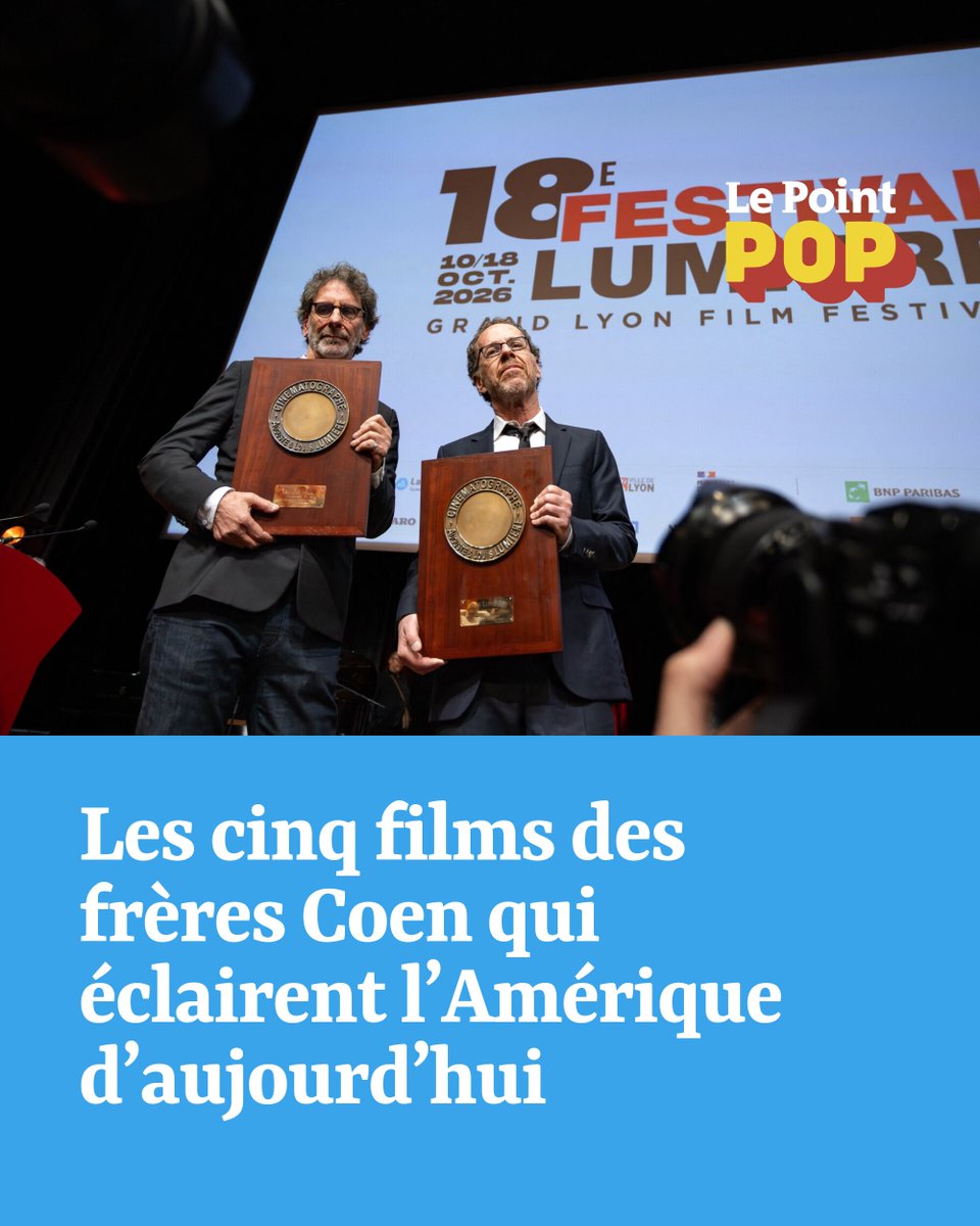 LePointPop's tweet photo. Comédies déjantées, westerns, thrillers plus noirs que noir : sous couvert de divertissement, le tandem, qui vient de recevoir le prestigieux prix Lumière à Lyon, nous donne des clés pour comprendre leur pays.

➡️ https://t.co/hkgnNxNcAV https://t.co/RMK6dkGyl0