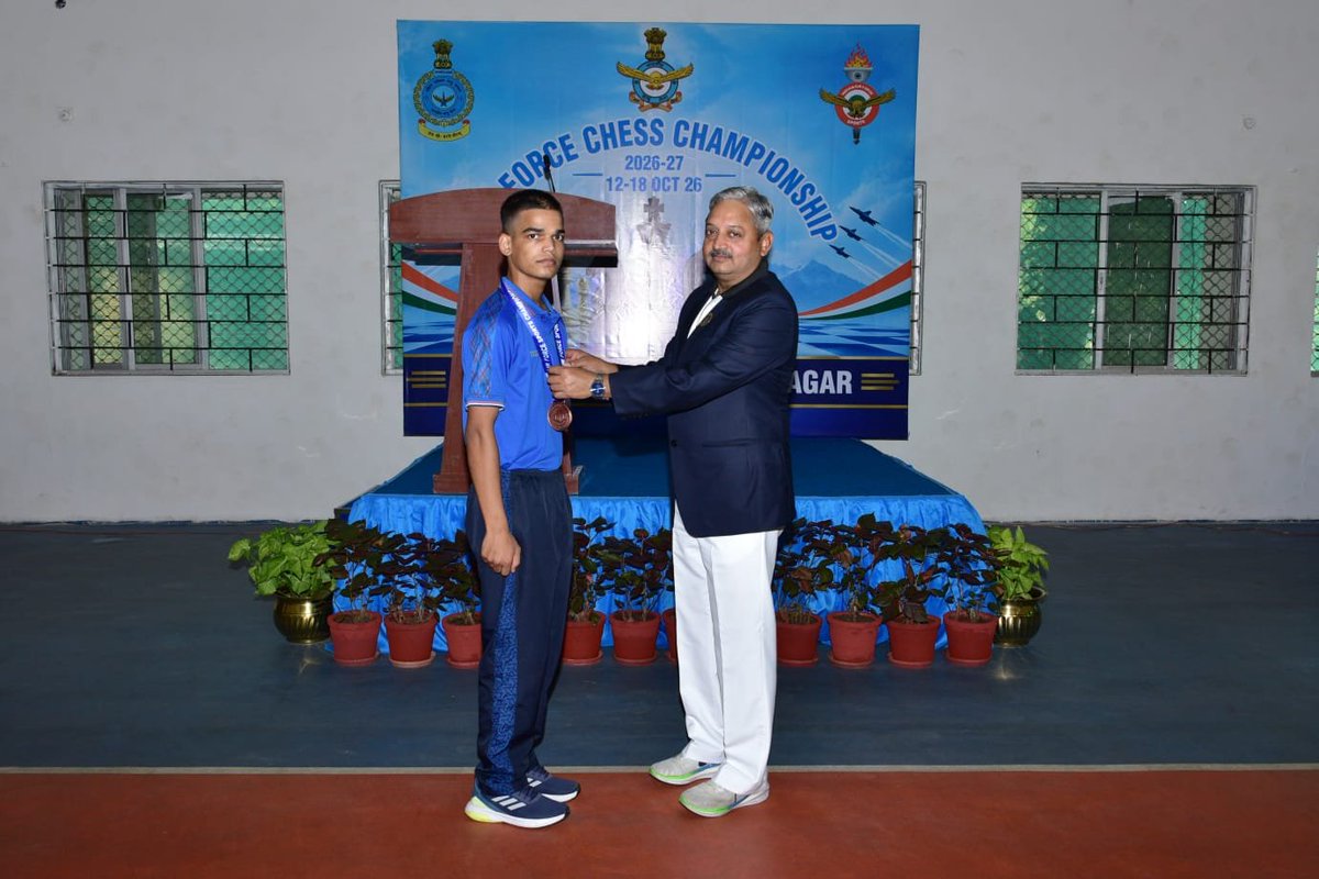 SWAC_IAF's tweet photo. 🏆 Air Force Chess Championship at HQ South Western Air Command (SWAC)

The Air Force Chess Championship was successfully conducted at HQ SWAC, bringing together 8 teams in a spirited contest of strategy, skill, concentration and sportsmanship. The championship witnessed intense competition, showcasing the participants’ analytical abilities, tactical acumen and determination.

🏆 Team SWAC emerged as the Champions, demonstrating exceptional performance and strategic excellence.  Team Western Air Command were the runners up in a keenly contested competition. 

Air Mshl PV Shivanand, AVSM, VM, AOC-in-C SWAC, felicitated the winners and appreciated their outstanding performance, encouraging all participants to continue striving for excellence.

The event highlighted the Indian Air Force’s commitment to promoting sportsmanship, camaraderie and a spirit of healthy competition among its personnel.

#IndianAirForce #HQSWAC #ChessChampionship #Sportsmanship #TeamSWAC

@IAF_MCC  
@SpokespersonMoD  
@DefenceMinIndia  
@HQ_IDS_India  
@adgpi  
@SWAC_IAF  
@DefencePRO_Guj