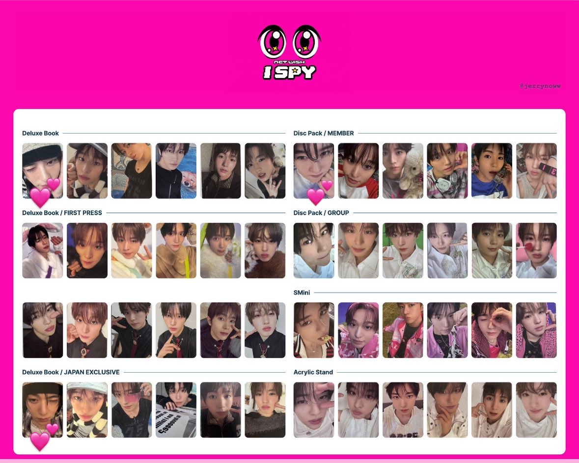 sionic_o's tweet photo. NCT WISH   I SPY  ウィシ　タワレコ　HMV    ラキドロ　交換　封入　トレカ

【求】💕シオン

【譲】ユウシ、リョウ、ジェヒ、未使用シリアル

都内手渡しor郵送での交換希望🍀 https://t.co/otlJMvPnZt