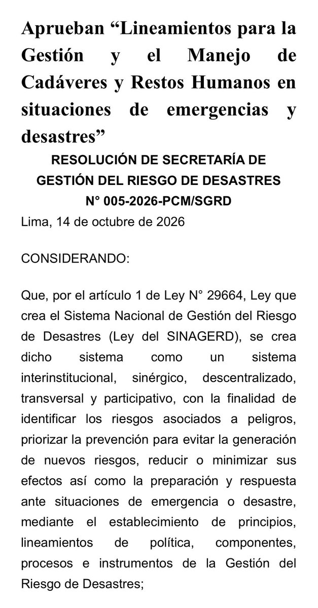jesusverdeL's tweet photo. Tan serio es el mega niño que se nos viene que ya tenemos lineamientos para el manejo de cadáveres y restos humanos en situaciones de emergencias y desastres. https://t.co/Utdcogoz4E