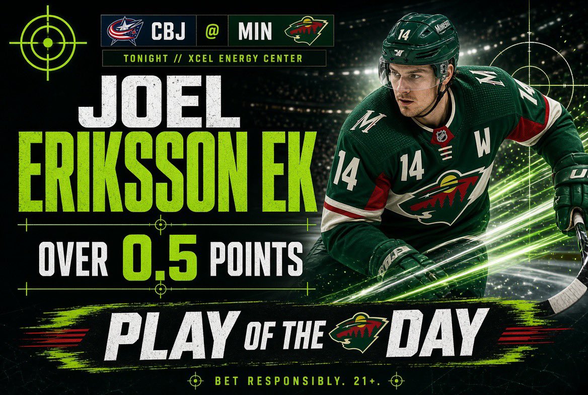 griffyplay's tweet photo. 🔥 PLAY OF THE DAY
Joel Eriksson Ek OVER 0.5 Points
CBJ @ MIN | 6 PM
1.5 U
Top line + PP1 with Kaprizov/Boldy. 4 points in last 4. Career 11 pts in 16 vs CBJ. Home, rested vs B2B.

Lock it.🔒

#Gambling𝕏 #playerprop #nhl #griffyplays #wild https://t.co/6uAZE0G1Ox