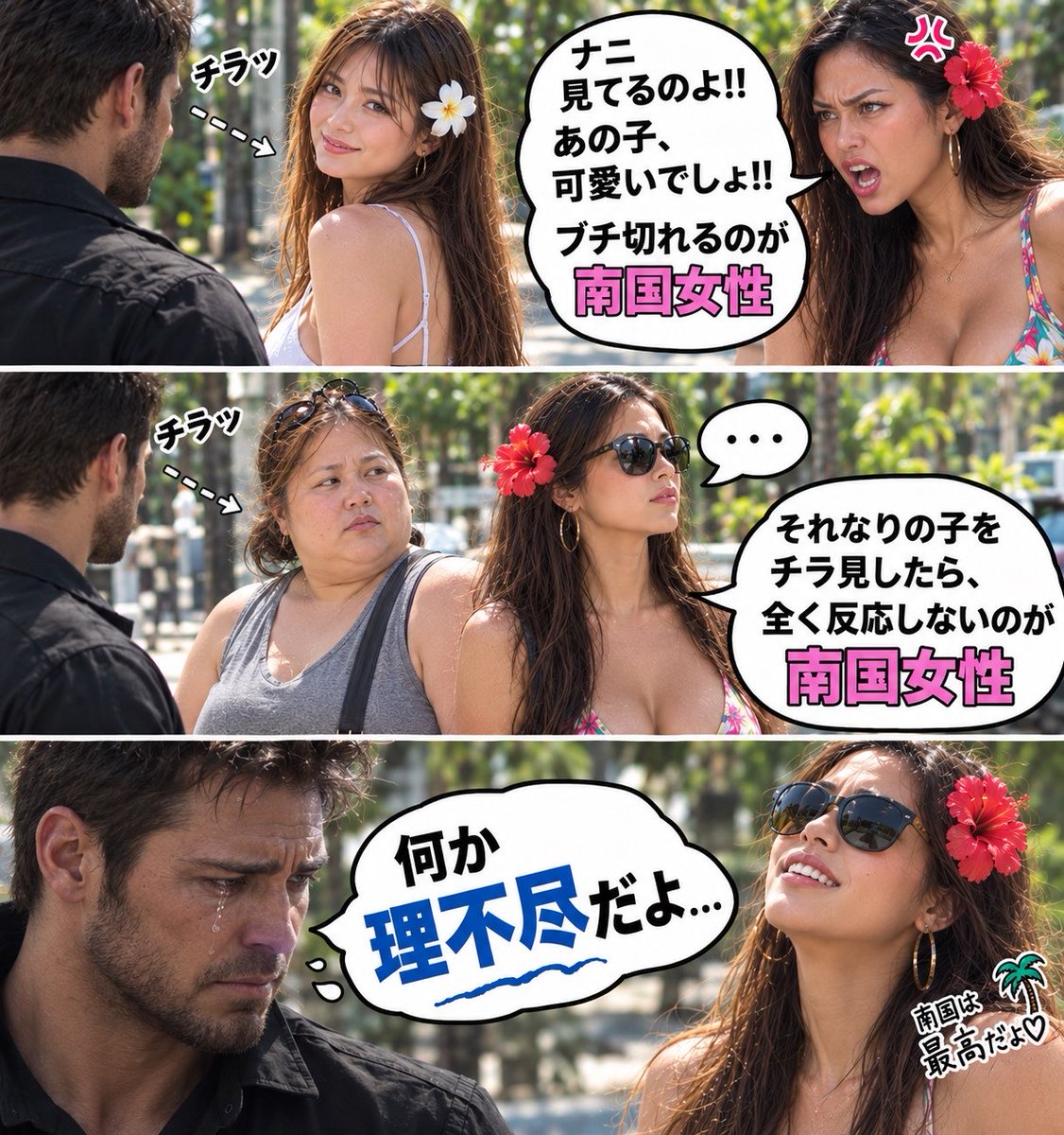 Hirot44t's tweet photo. 美しい女性をチラ見したら、ブチ切れるのが南国女性

それなりの子をチラ見しても、全く反応しないのが南国女性

何か理不尽だと思う https://t.co/xY7kFTL9vG