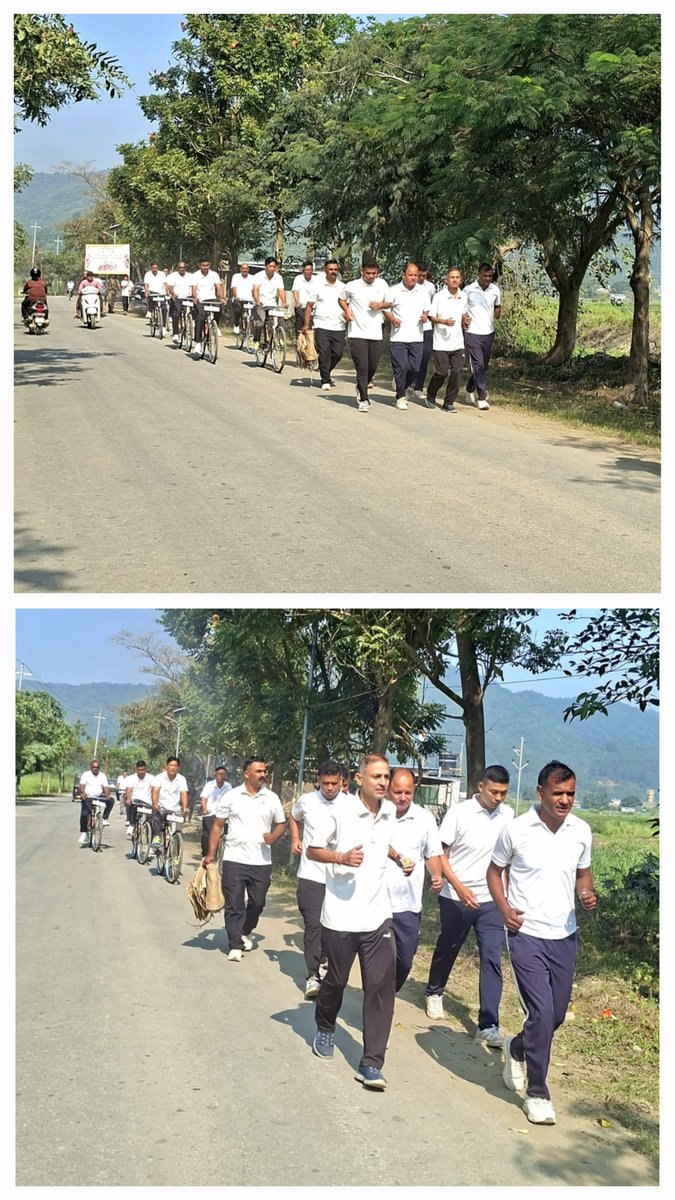 143bncrpf's tweet photo. 143 Bn CRPF conducted  a Cycle Rally on 18/10/26 under Fit India Freedom Run 7.0. Officers &amp; Jawans participated with great enthusiasm, promoting physical fitness &amp; environmental awareness. 
#FitIndiaFreedomRun7
#FitnessKiDoseAadhaGhantaRoz
#FitIndia
@crpfindia 
@northeast_zone https://t.co/J3kpW9Ivv3