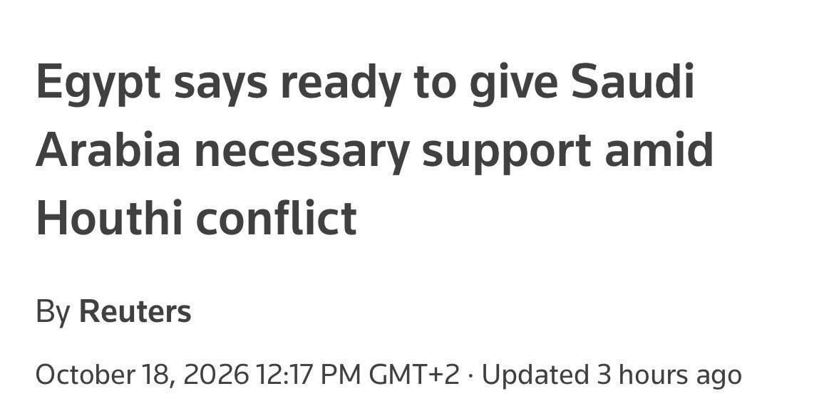 MohaAddow's tweet photo. Egypt’s offer to support Saudi Arabia signals a possible widening of the Yemen conflict. Greater Egyptian involvement could reshape Red Sea security, threaten Bab el-Mandeb shipping and affect Suez Canal revenues, with consequences for the Horn Africa. https://t.co/SVBwwYeap7