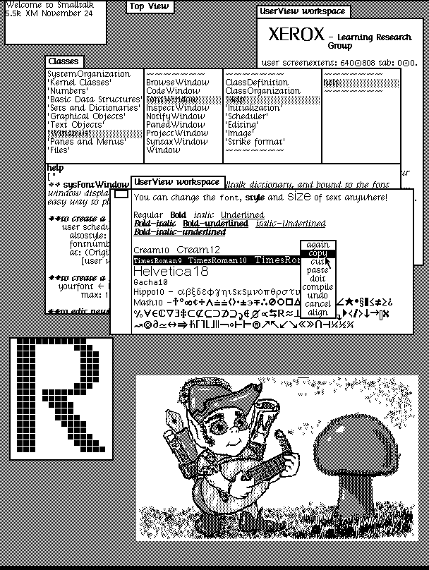 sumim's tweet photo. 実は Windows は開発初期から 1.0 まで、オーバーラップ出来なかったのではなく、あえて「しない」選択をした Xerox Cedar というGUIを手本にしていたのです^^;

対してLisaやMacは、当初からアラン・ケイらのSmalltalk-76という、こちらはオーバーラップが“ウリ”の別のサブシステムを手本にしました https://t.co/PSDKJlm2aS