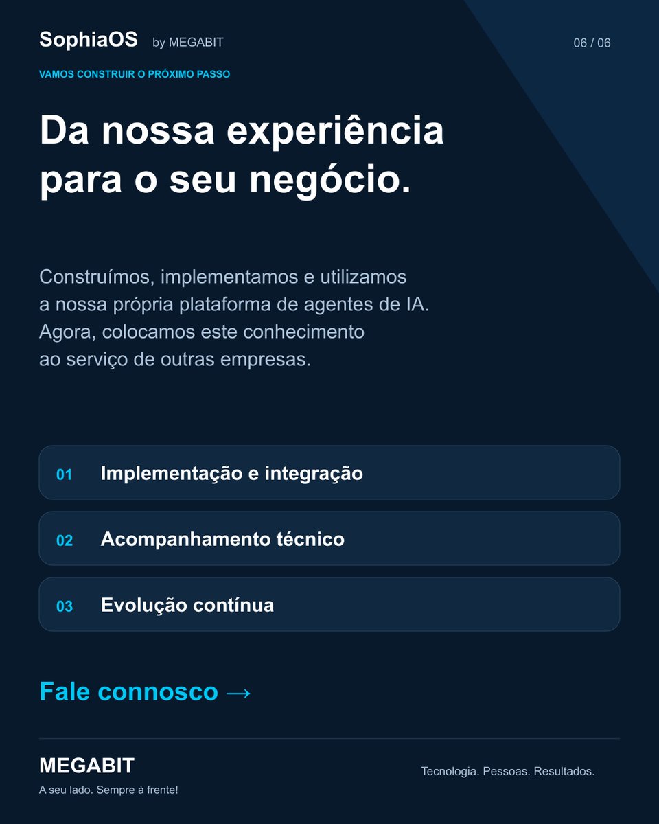 megabitit's tweet photo. Apresentamos a SophiaOS: a plataforma sobre a qual a MEGABIT está a construir uma nova geração de serviços empresariais de IA.

Da nossa experiência para os processos da sua empresa.

Conheça o projeto
https://t.co/6Z0uh7zUxR

#SophiaOS #IA https://t.co/fUTWIo4D8U