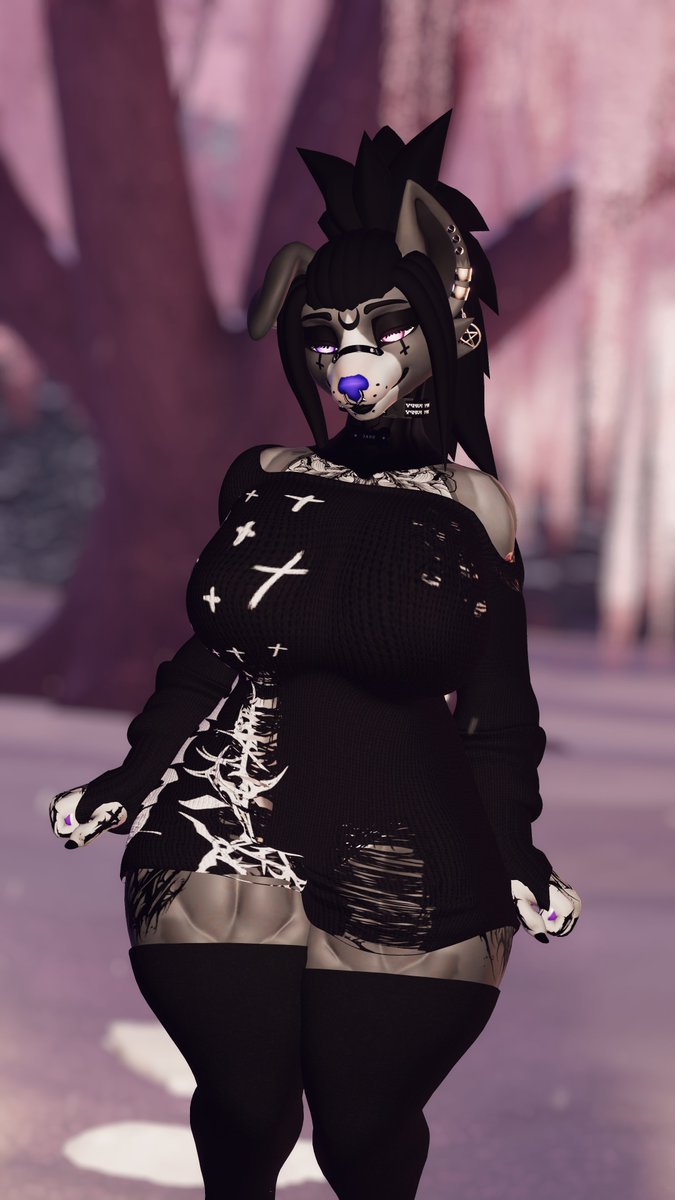 Dracocollievr's tweet photo. Halloween is Getting Closer Glooms~💜🐶

Tags: #gothpuppy #goth #vtuber #VR #Wholesome #uwu #notcute #gothvtuber #0w0 #vkei #visualkei https://t.co/MrNeXTom71