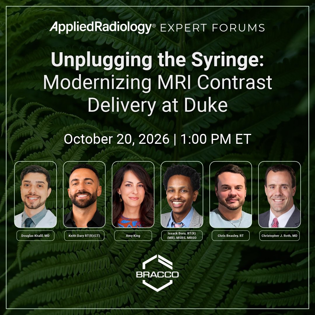 Applied_Rad's tweet photo. 📢 Don't miss this FREE webinar!

How can MR departments improve efficiency while addressing contrast and plastic waste? 

Register now: https://t.co/uVnDDbAQmH  

In this Expert Forum Webinar, imaging professionals from Duke University Health share real-world data from their evaluation of a syringeless MR contrast delivery workflow—including technologist time, contrast waste, and plastic waste.

Join the discussion to explore their findings and practical considerations for MR workflow, contrast stewardship, and sustainability.

#Radiology #Imaging #Radiologist #MedicalImaging #RadEd #MedEd #BraccoImaging