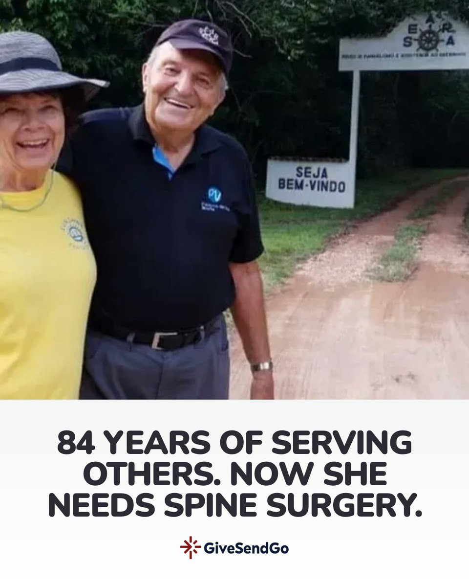 GiveSendGo's tweet photo. At 84, Janet has spent her life serving: a church plant in Wisconsin, missions in Brazil, her church food pantry every week. Now she needs spine surgery. https://t.co/tT7tlsZAdp https://t.co/Vk2BI28Jzi