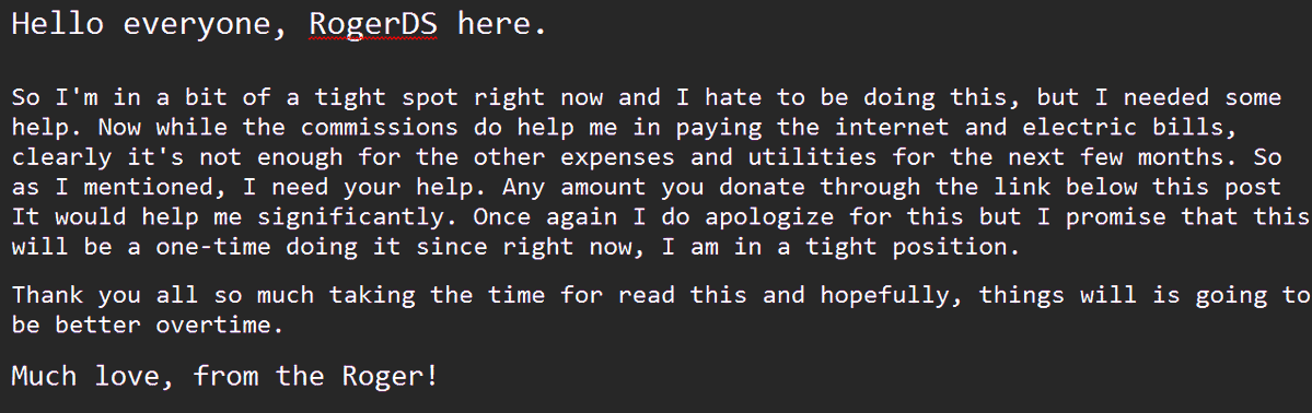 RogerDatSoldier's tweet photo. So the last few days have been pretty rough since things on my personal end has gotten slow and I'm in need of some help from you peeps. Hopefully you take the time to read this so you will know what's going on for me. https://t.co/eMWnLptzcf
