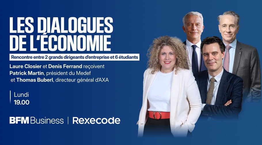 LaureClosier's tweet photo. Demain sur @bfmbusiness une émission qui n’a jamais été autant été d actualité 
6 étudiants, le premier assureur de France, le patron des patrons . 19 h sur @bfmbusiness https://t.co/prNlpLxcHO