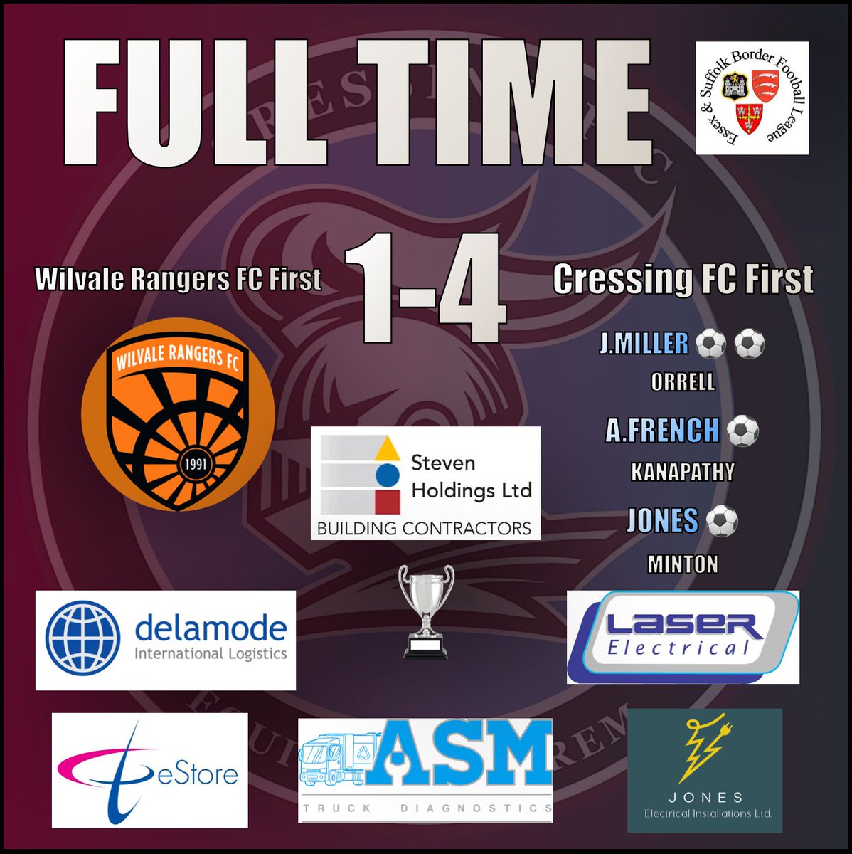CressingFC's tweet photo. 🟢Weekend’s Result! – Cressing Firsts
 
Through to the next round of the cup. Not our best performance but got the job done. A mention to Jordan who scored a great goal!

Up the Cressing! ⚽️

#CressingFC 
#StevenHoldingsLTD
#UTC https://t.co/lHJkBg5KSE
