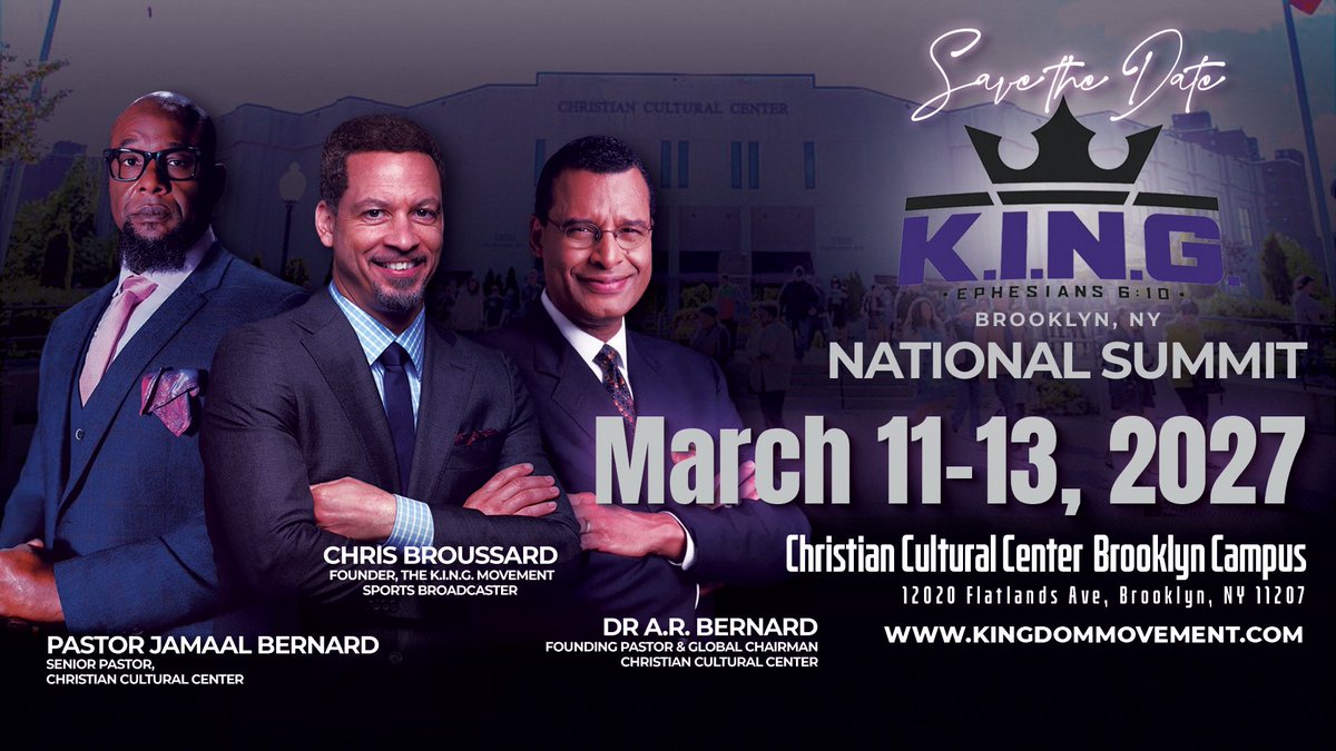 Chris_Broussard's tweet photo. The KING Movement &amp; The International Christian Brotherhood unite! They &amp; we train men to be Christlike in their character &amp; behavior. Join us March 12-13, 2027 as we partner for The 12th Annual KING National Summit. https://t.co/6KS01iZYi9