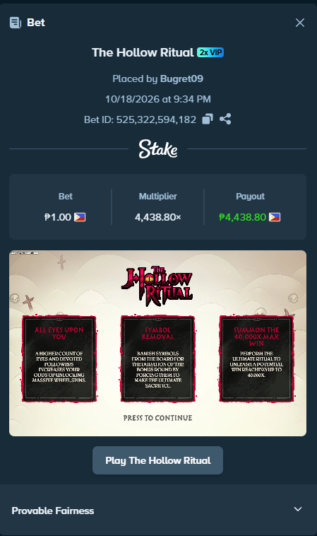 BUGRET09's tweet photo. 1st time hitting 4438.80x with the Hollow Ritual by @PlayBadDecision . Is there a chance you can double it, would be happy to give some to my filo's communityto 

#STAKE https://t.co/Rds6Mjgz93
