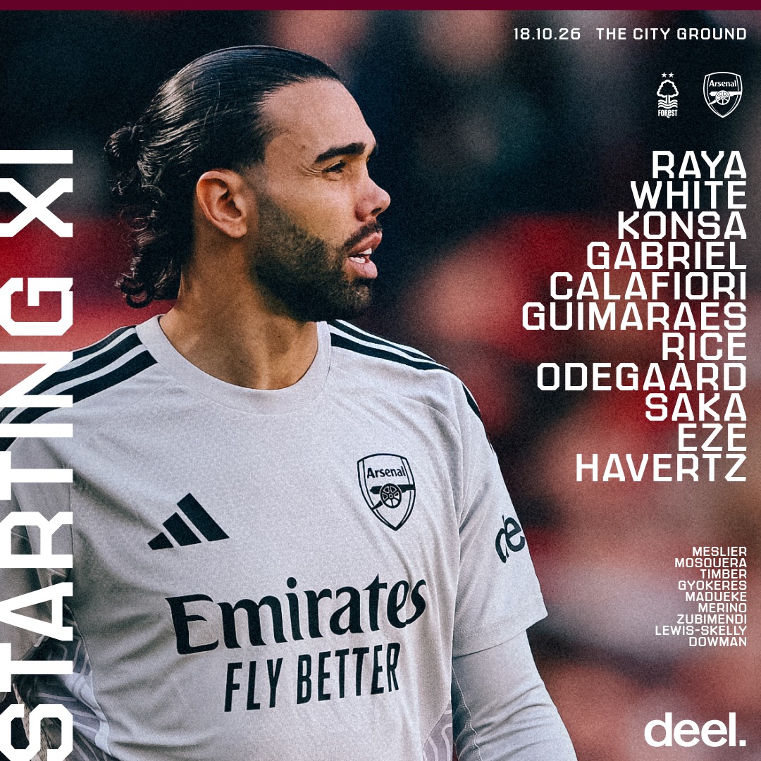 Arsenal's tweet photo. 🟡 𝗧𝗘𝗔𝗠𝙉𝙀𝙒𝙎 🔵 

Your Sunday starters 👊

🤝 Presented by @deel