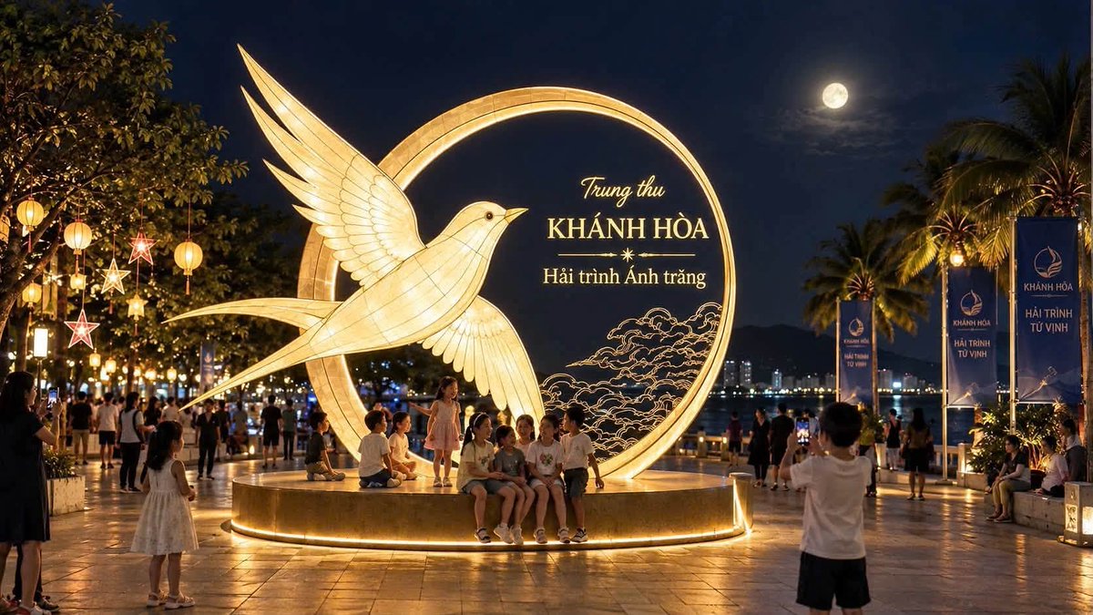 Gold_Agencia's tweet photo. Hải trình Ánh Trăng” tại Quảng trường 2 Tháng 4, Nha Trang ngày 25/09/2026: lễ hội Trung thu rực rỡ với đèn lồng, mascot biển khổng lồ, trò chơi dân gian, múa lân và hoạt động cho cả gia đình. https://t.co/qnuyK6QPN6