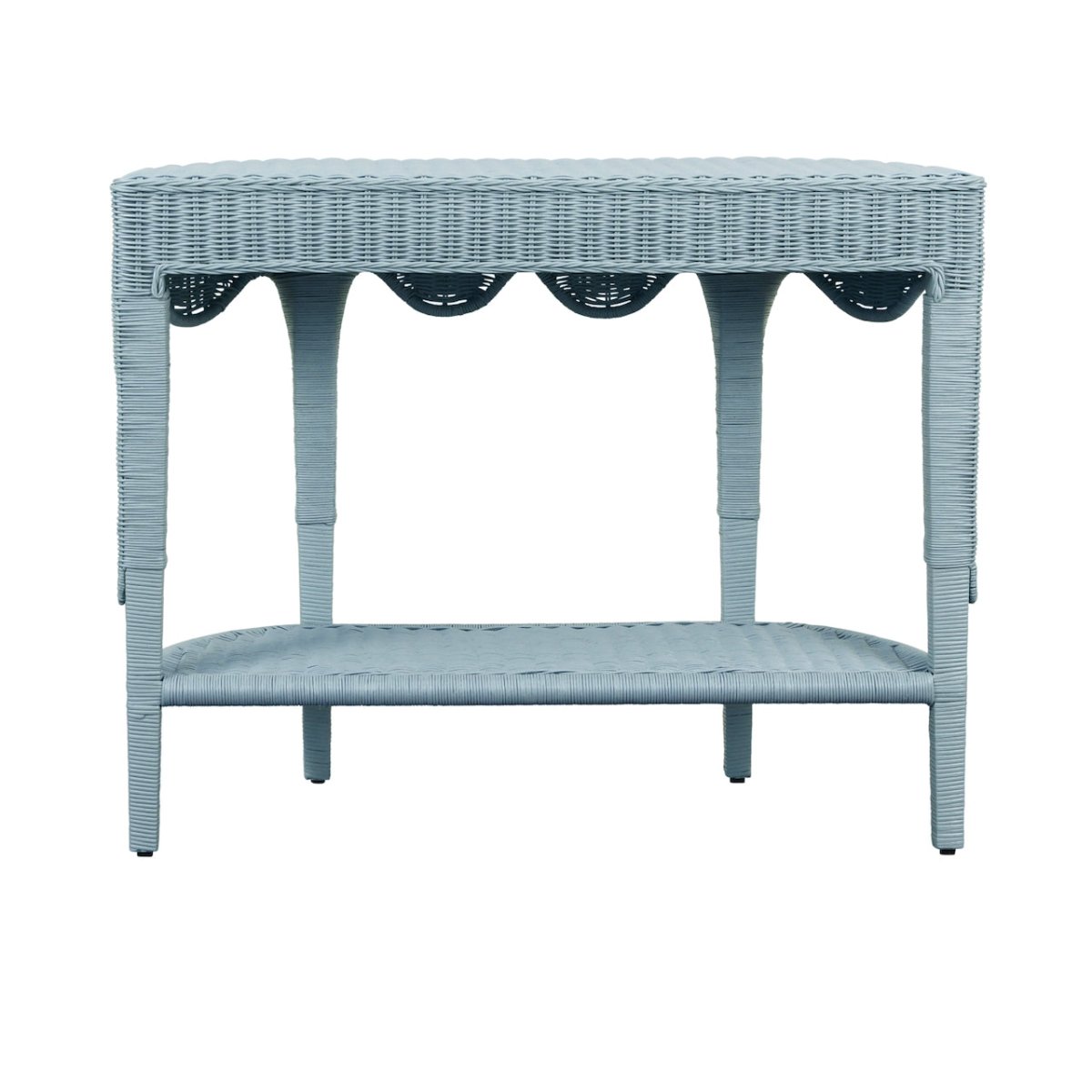 FigLinens's tweet photo. Paloma Light Blue Rattan Console Table by Worlds Away 
 #Figlinensandhome #figlinenswestport https://t.co/R86BYztfBk
