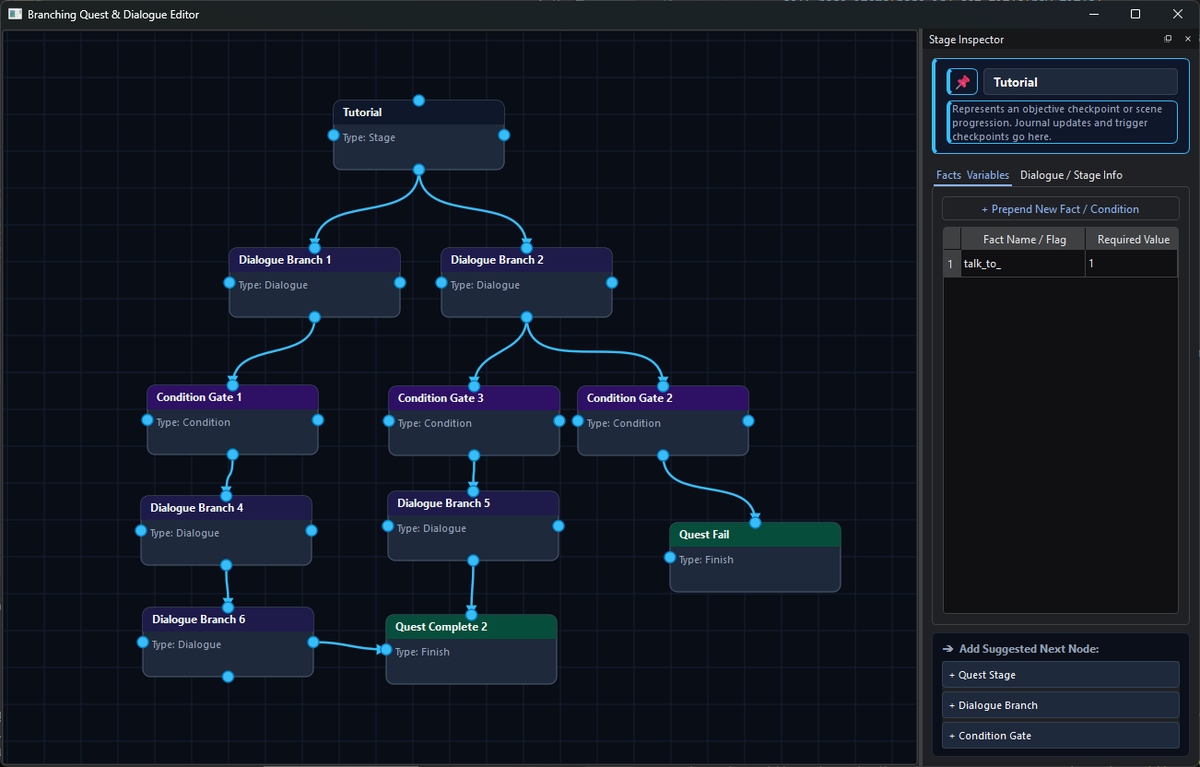 MysticalM_Media's tweet photo. Quest Editor I can use across all games. Help me plan out, organize, write. Now for Godot to take these in. 
#MysticalMenagerieMedia
#WIP #Python #IndieDev https://t.co/lJgrvGWUmP