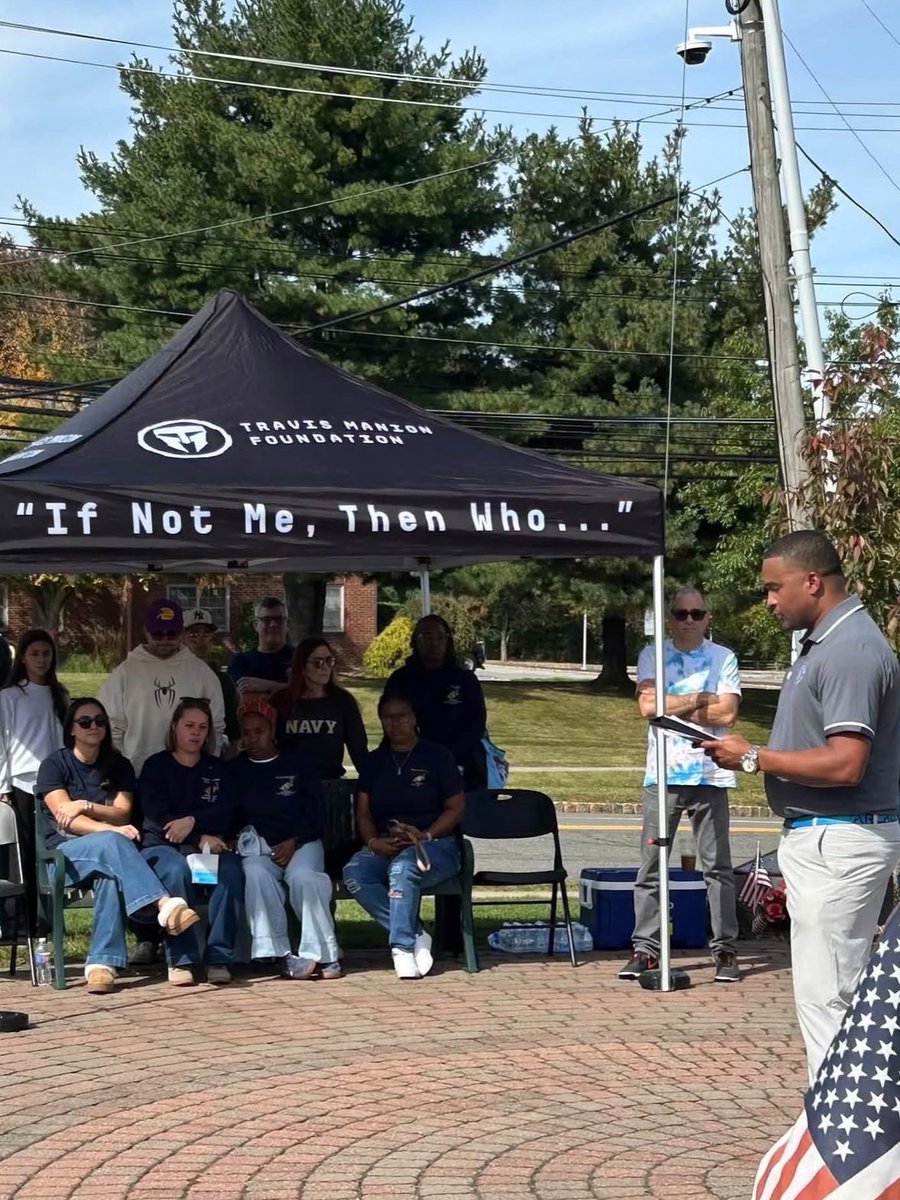 TMFoundation's tweet photo. At just 20 years old, Midshipman Kyle D. Philbert James left a lasting impact on those around him. On the first anniversary of his passing, TMF’s NYC Chapter joined Kyle’s family and local supporters to honor his life and remember the impact he made.

Thank you to Kyle’s mother Dyane James Solon, Veteran Mentor John Escalante, and the Travis Manion Batallion U.S. Sea Cadet Corps Color Guard for their invaluable contributions in making this tribute possible.

We are grateful for our continued partnership with @Jnjnews, TMF's Official Healthcare Partner, whose support helps make moments of reflection, recognition, and connection like this possible.

#IfNotMeThenWho