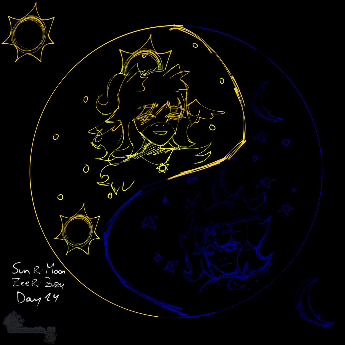Frostcookie_24's tweet photo. Day 14-Sun &amp; Moon Zee &amp; Zuzy 🎃
#PiggyTober2026 #PiggyInktober2026 #Zeepiggy #Zuzypiggy https://t.co/AwH03OniNu
