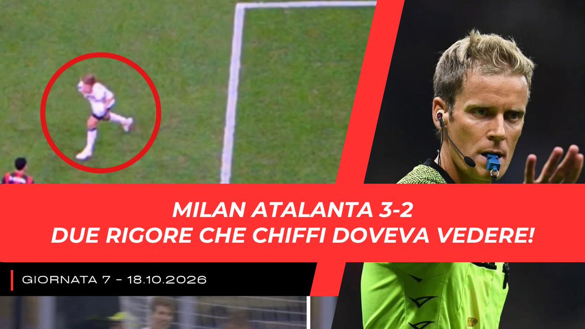 erroriarbitrali's tweet photo. #MilanAtalanta | i due rigori assegnati al Milan a San Siro sono due errori da parte di #Chiffi: non perché non ci fossero - anzi sono entrambi netti - ma perché dovevano essere fischiati dal campo dal fischietto di Padova, senza ausilio del VAR (che fa bene ad intervenire in entrambi i casi, ndr).

🖐️ Movimenti chiari e visuale libera. 
👉 Ne stiamo discutendo qui, al volo: https://t.co/hEr0dBRP9A

#acmilan #atalanta #serieAEnilive