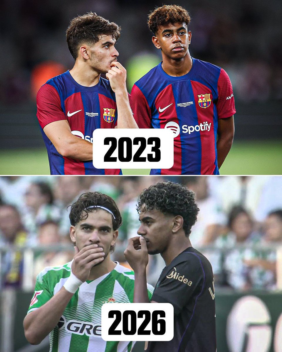 jdwelkora's tweet photo. من زملاء في برشلونة قبل 3 سنوات.. إلى خصوم وجهاً لوجه اليوم! ⏳

الزمن يمر بسرعة، ومسار لامين يامال وعبد الصمد الزلزولي يثبت كيف تتغير الأيام في كرة القدم. ⚽🔥 https://t.co/7jmBiLXPhM