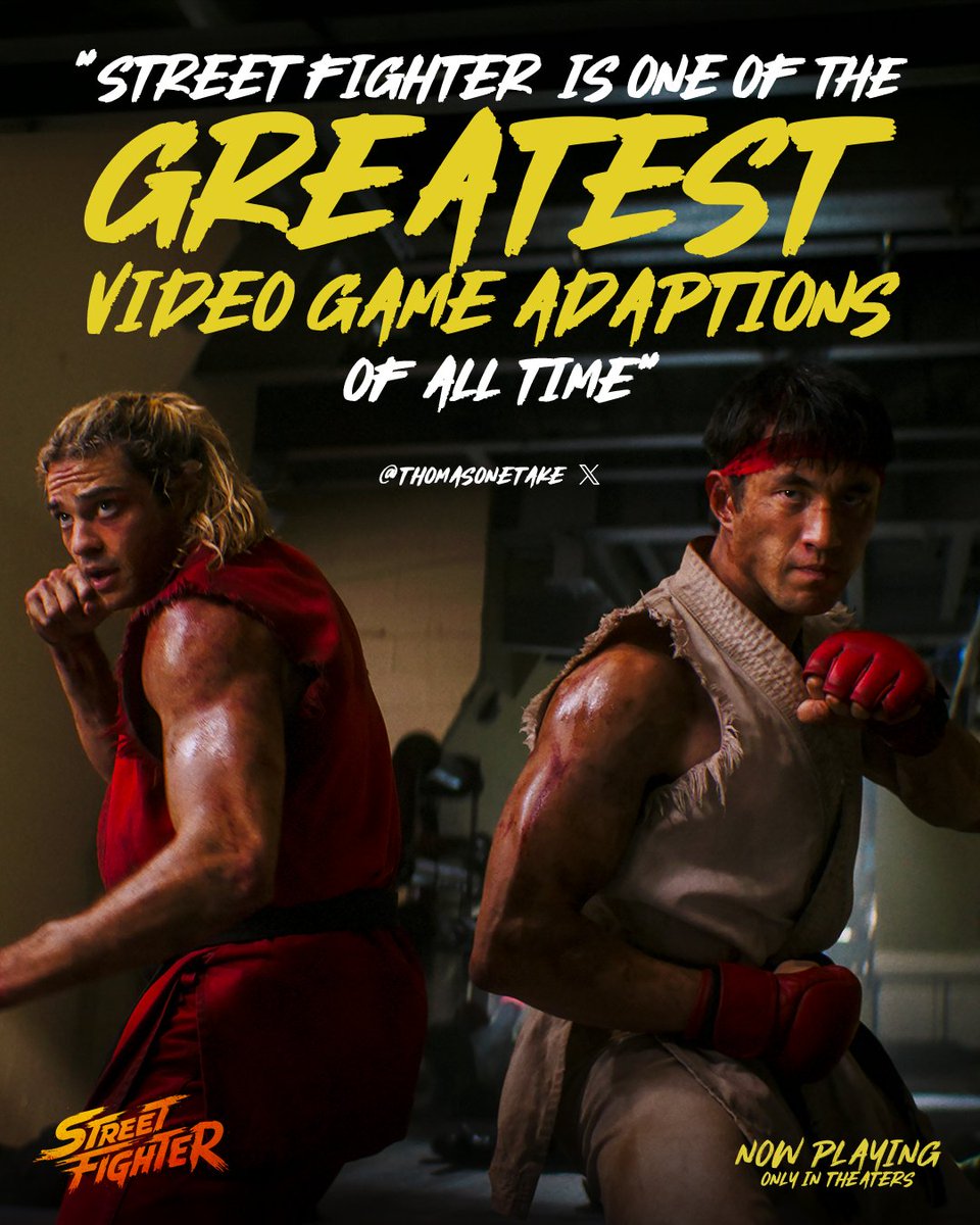 Street_Fighter's tweet photo. THE GAME YOU LOVE! THE MOVIE EVERYONE'S TALKING ABOUT! 🔥 Get your tickets to see the #1 movie in the world!  #StreetFighterMovie is NOW PLAYING only in theaters! https://t.co/wQVx9GiYcj https://t.co/FE08vxuMSz