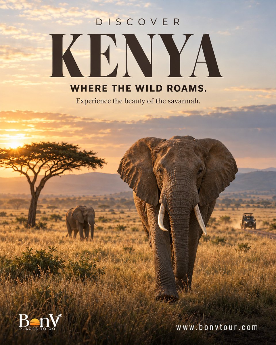 olsenjasmizv's tweet photo. Where the wild roams! Discover Kenya’s raw beauty, from majestic wildlife to golden sunsets over endless savannahs. An unforgettable safari awaits with Bon V Tours. Is Kenya on your travel bucket list? Share below. https://t.co/FAEZf0L5Ta
