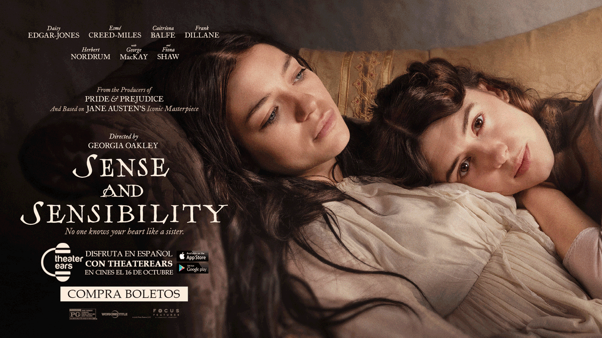 TheaterEars's tweet photo. Two sisters. Two very different hearts. One impossible question: follow your head, or follow your heart? 🎀🍂 Sense and Sensibility — now in theaters. 🎧 Enjoy it in Spanish with #TheaterEars 📲 Download the app: https://t.co/NiAO6Yzd0L #FocusFeatures #SenseAndSensibility https://t.co/fpe5jgpcHC