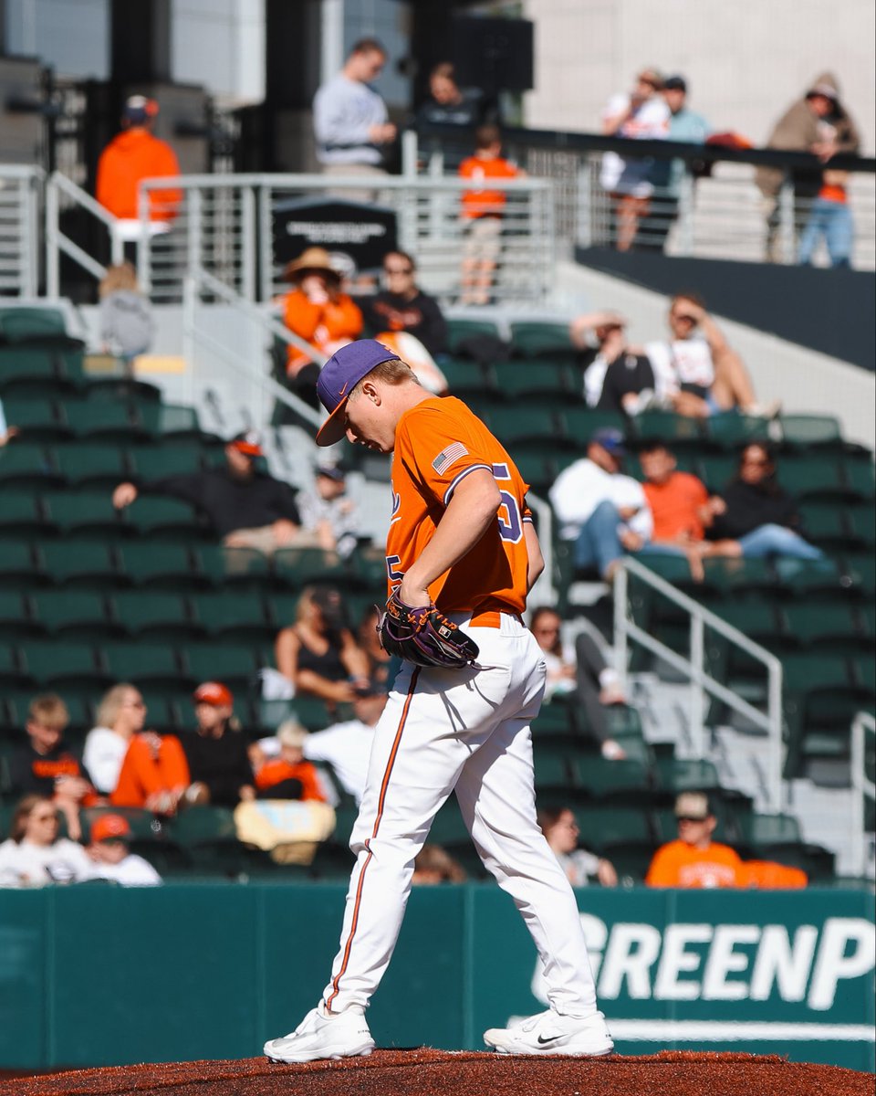 ClemsonBaseball's tweet photo. RHP @Chase_kiker5 retires the side with 2 K’s in B7 https://t.co/3Yl8gxbumO
