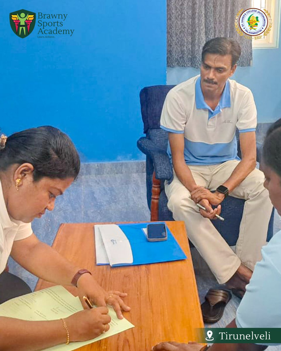 peresmauritn's tweet photo. Mrs. Narayani, Chief Training Officer at Brawny Sports Academy, signed an MOU with St. Xavier’s College, Tirunelveli, combining discipline, focus, and structured sports training to support student development. Contact: 8220336160. Branches across https://t.co/7SEgWcGo7i