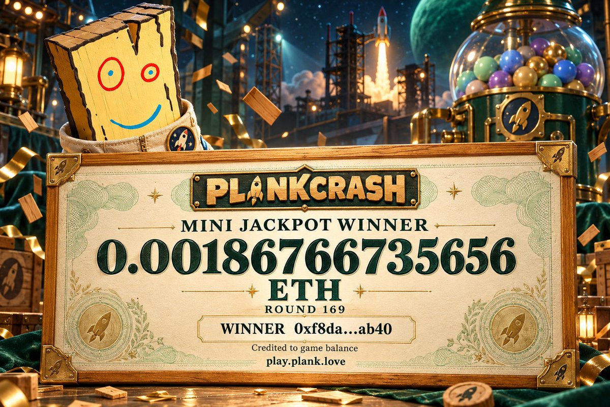OrangeGooey's tweet photo. CONGRATULATIONS TO 0xf8da...ab40!

YOU HAVE WON THE FIRST EVER PLANKCRASH LOTTERY!

A MINI WHICH AWARDED YOU 0.00186766735656 ETH

THAT IS 10.86 MIN BETS! ($4.41 USD)

This was an UNUSUALLY fast jackpot! the mini usually hits roughly once a month or so! THIS IS DAY 2! 

It will NOT be unusual for mini jackpots to go for $75 or more routinely month or so apart. who even knows what the other pots will grow to before theyre hit..

https://t.co/2XU1OVVJDY - THERE IS NOTHING LIKE THIS ON EARTH! MOVE NOW! 

25 CENTS TO PLAY
IF YOU SURVIVE YOU'RE GUARANTEED 75% OF YOUR STAKE BACK!

ROUND ONE HUNDRED AND FREAKING 69!!!

WOW!