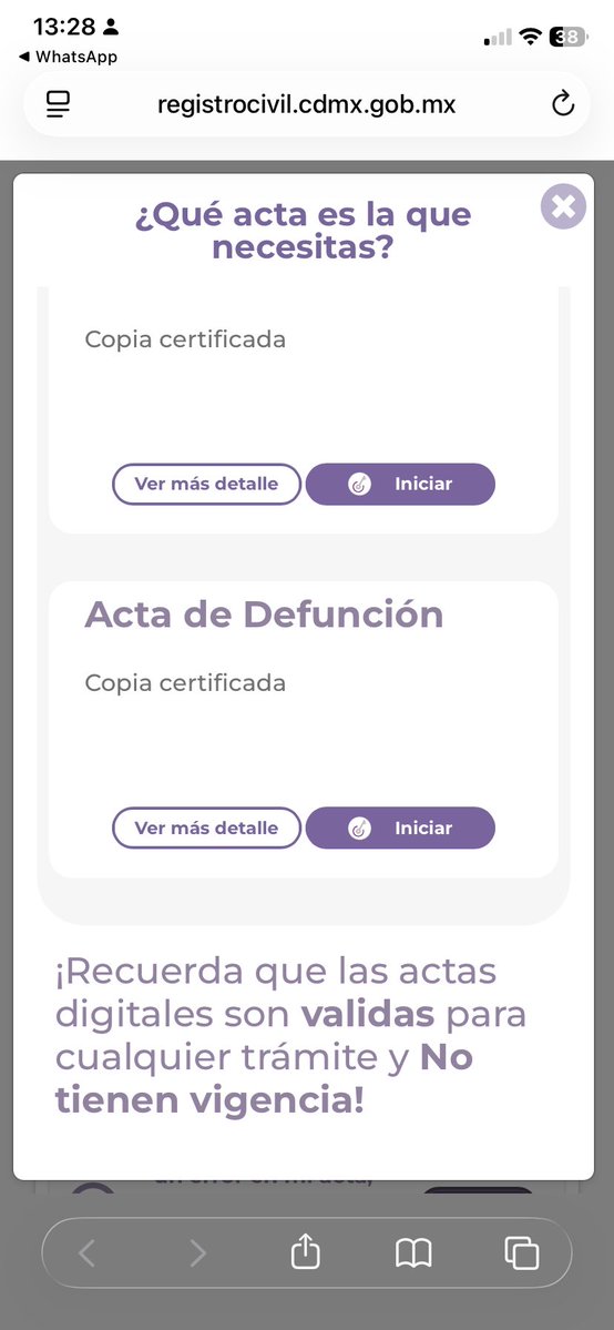vrojasr's tweet photo. @GobCDMX voy a hacer el trámite de pensión x viudez de mi papá. En su portal dicen que las actas digitales no tienen vigencia para cualquier trámite pero en los requisitos del trámite de pensión piden que el acta de defunción no sea mayor a 90 días. No entiendo. https://t.co/HzMVEq5ClF