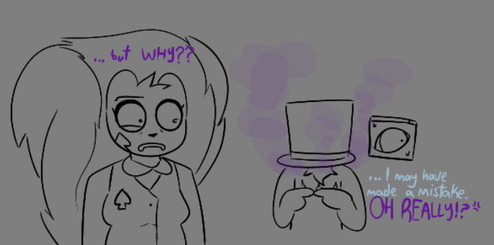 AnErrInTheCode's tweet photo. i thought this was kinda funny to me and i was really bored so i drew it myself lol

he got a little too greedy and he may be a little bit stuck. Sara is... disappointed. I imagine she has a lot more patience with anybody BUT widj, just because he's always doing this shit. https://t.co/5yNT6csTUd