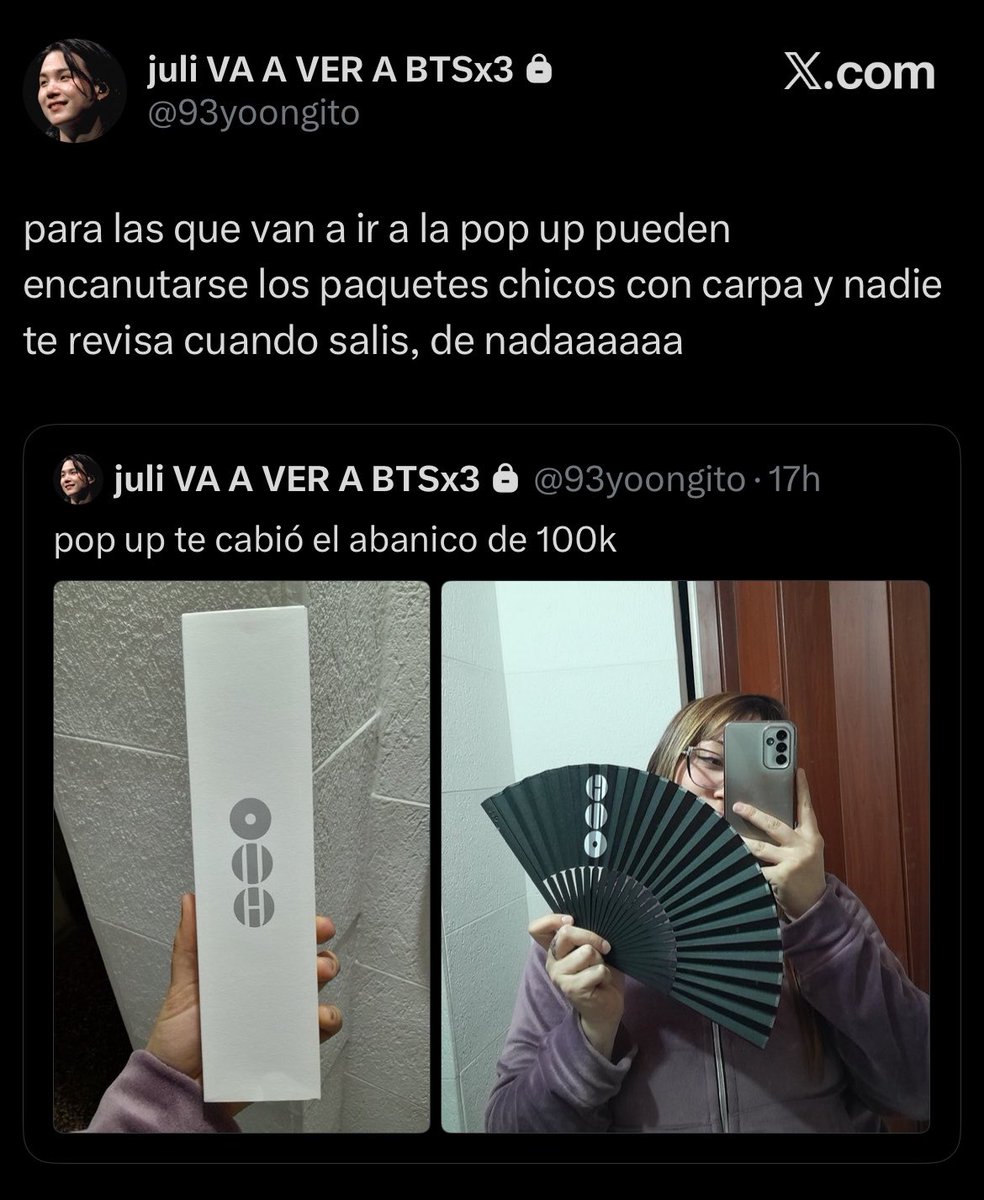 inyfswft's tweet photo. tenes q ser muy crota como para robarte un abanico https://t.co/OGL7RBrK1I