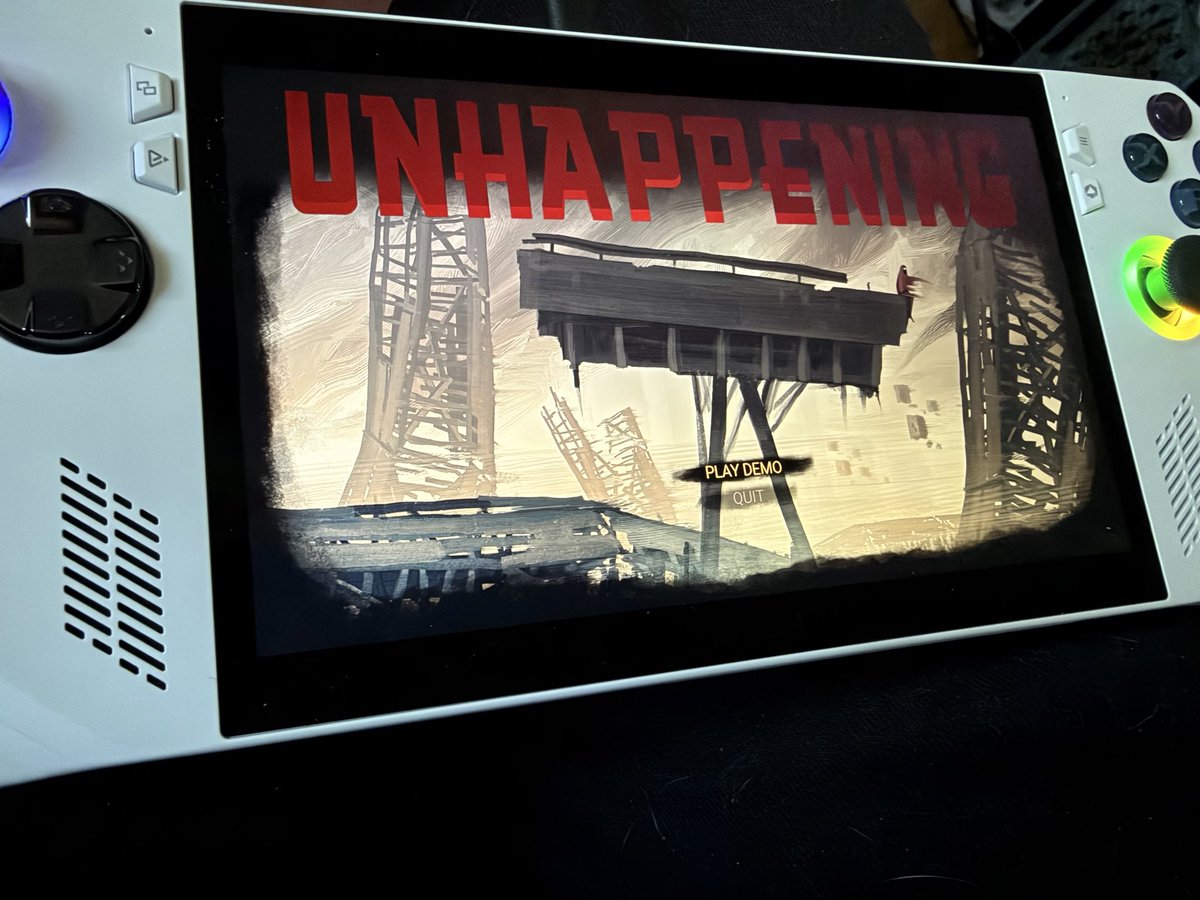 RemanomGames's tweet photo. Why yes, you CAN play our upcoming demo on a #ROGAlly ! Try it for yourself when the demo drops on 10/26.
@ASUS_ROG
#RemanomGames
#Unhappening
#horrorgame
#sidescroller https://t.co/lpWJOcWzam