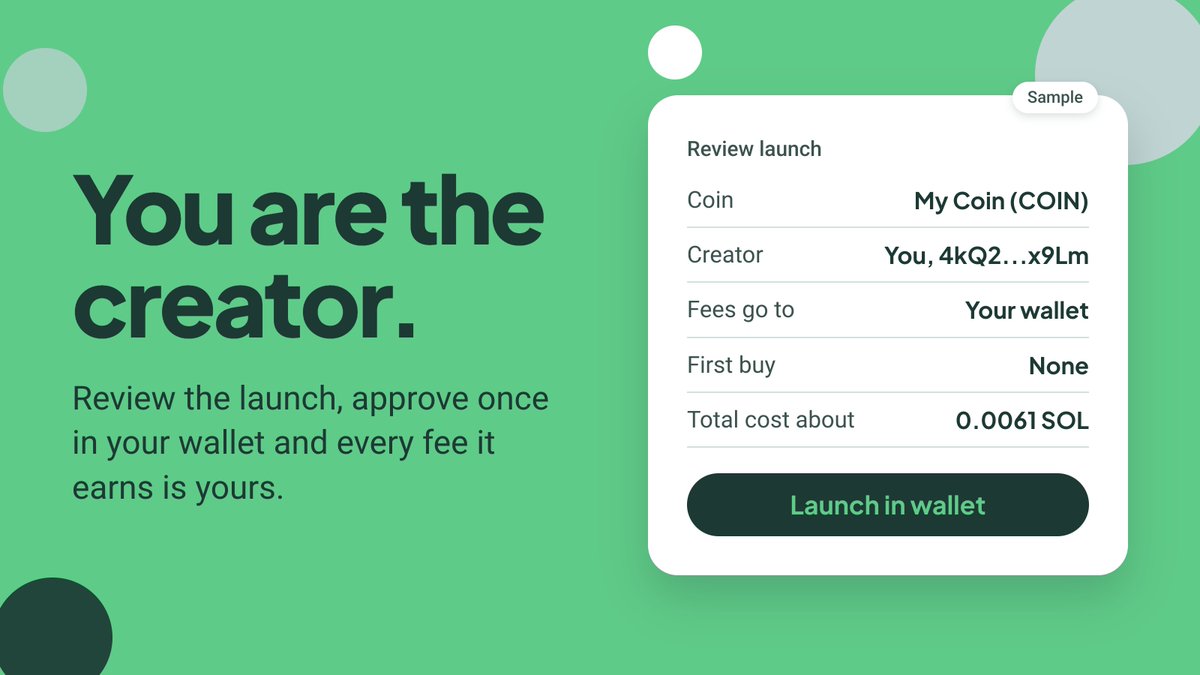 PumpPal42's tweet photo. You are the creator, so the fees are yours.

Review the launch, approve once in your wallet and $PPAL takes it from there.

CA: zG4S5rtCrhNDxsvtfZVvM8sJ2qk8dihh4Rrqid6pPAL https://t.co/4STpW6UFXe