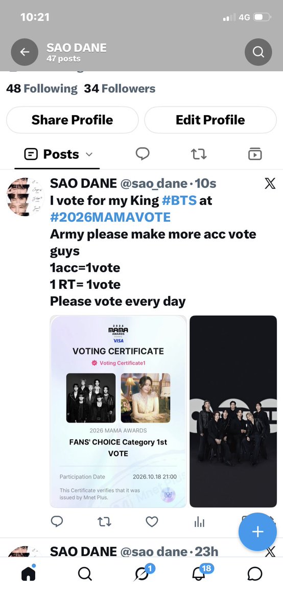 AhNe275322's tweet photo. Our vote for #BTS at #2026MAMAVOTE  has Important 
1acc= 1vote 
1RT = 1vote 
Please do it Together 🫶 https://t.co/yzD8qupezm
