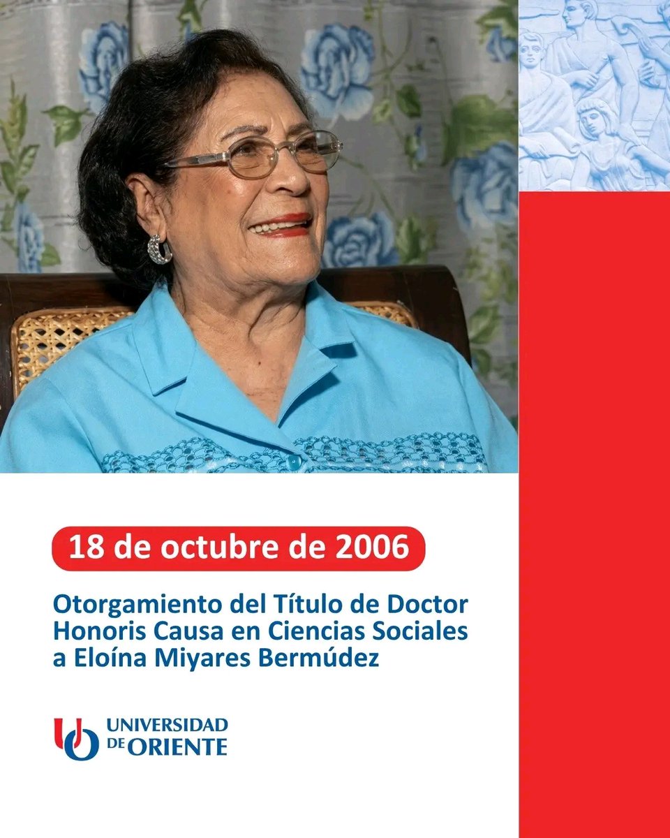 UOCuba's tweet photo. 🎓📚 Un día como hoy la #UniversidadDeOriente confirió el Honoris Causa a la lingüista Eloína Miyares Bermúdez, Heroína del Trabajo y autora del Diccionario Escolar Cubano. Honramos su legado a la cultura cubana. 🏅 #CienciasSociales https://t.co/yg1zAKS3mi