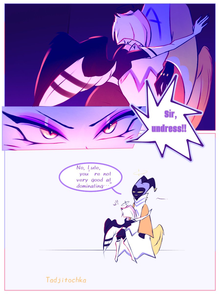 Tadjitochka's tweet photo. She tried...🥺💜

#Hazbinsrt #Lute #Adam #art #hazbinhotelart https://t.co/xOBzJs3ZU8