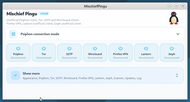 tenblockperhour's tweet photo. ورژن جدید MischiefPingu (۱.۰.۲۰) منتشر شد
New version of MischiefPingu (1.0.20) is out
Вышла новая версия MischiefPingu (1.0.20) 
https://t.co/469zQQVYcT
#VPN #OpenSource #فیلترشکن #وی_پی_ان #Privacy https://t.co/gjfYXiWdOC