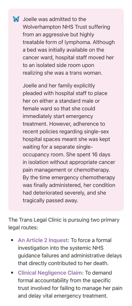 TranscendentEva's tweet photo. A trans woman died because of the UK’s new hospital ward policy forcing them men's wards. Joelle was only 27 — a musician, coder, and daughter. This is what happens when they care more about demagoguery, backwards views of sex, non-existent risk than people's well being. https://t.co/GdQfrSxraE