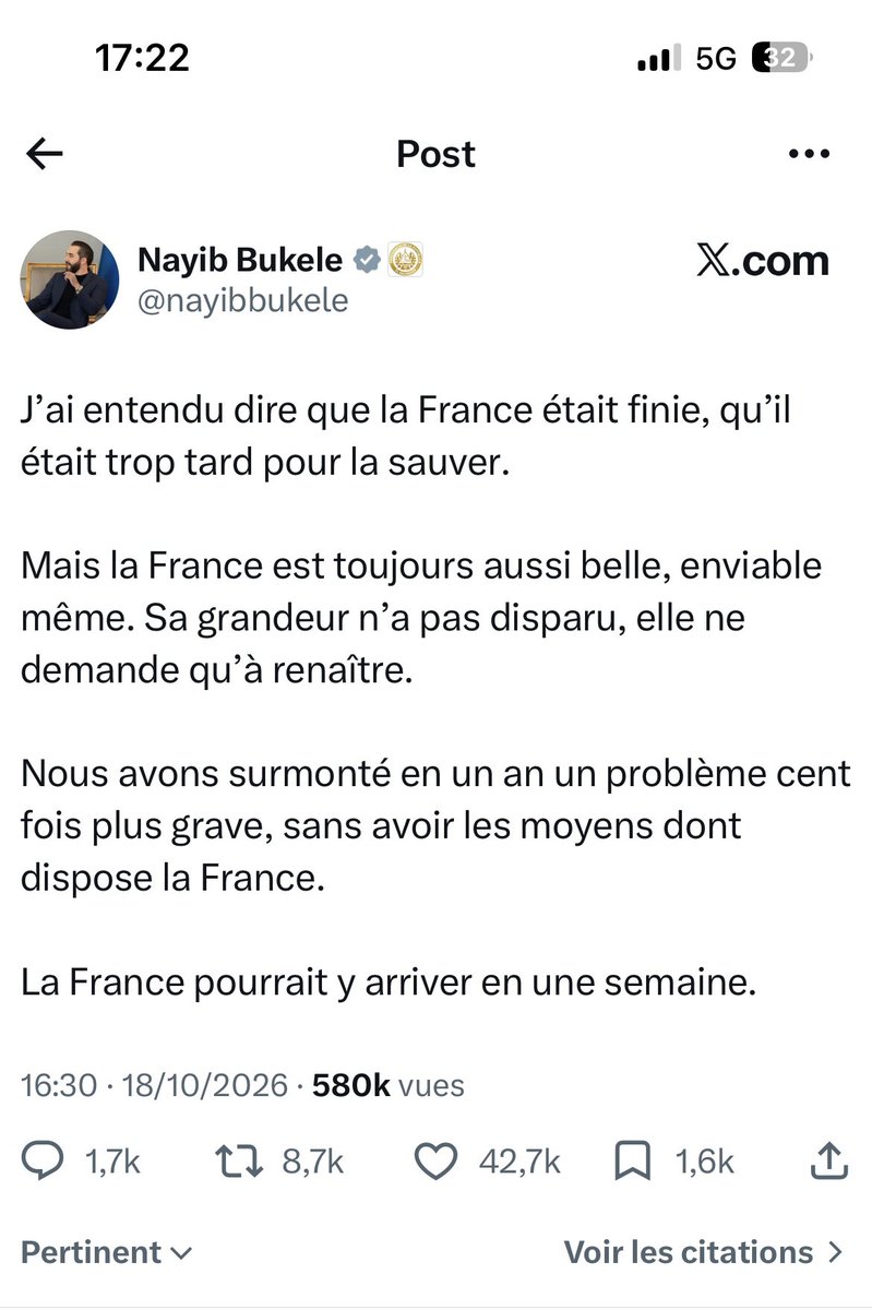 Eric_Anceau's tweet photo. Le monde entier au chevet de la France.
Ici le président du Salvador qui nous prodigue ses conseils… https://t.co/FXVSWdp3Cx
