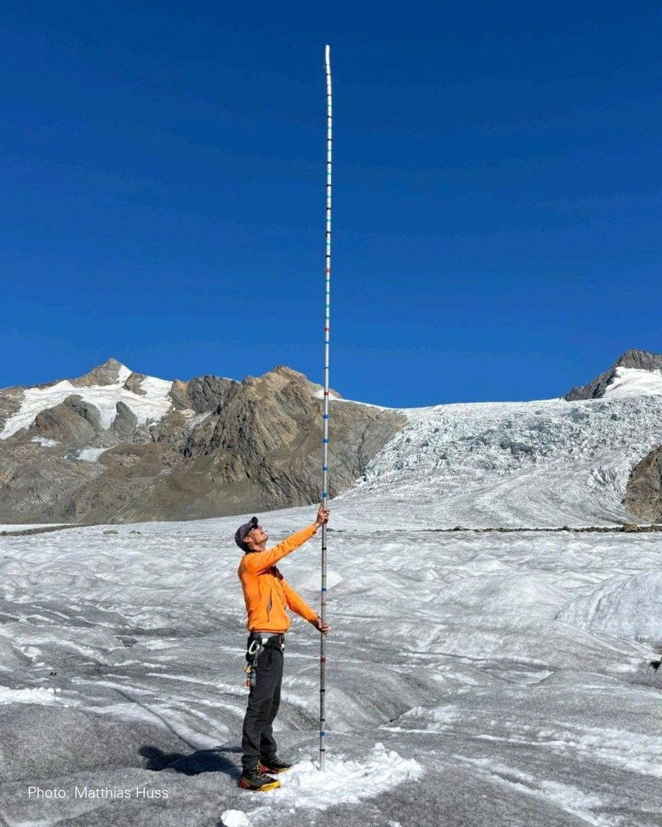 WMO's tweet photo. Swiss glaciers lost 5% of their ice in 2026, accdg to GLAMOS. Their total volume has shrunk by nearly 20% in the last 5 years.

This echoes the WMO’s #StateOfWater 2025 report, which found that every glaciated region on Earth lost ice in the last 5 years.
https://t.co/mUWRMRdY5s https://t.co/INhDWRDjo6