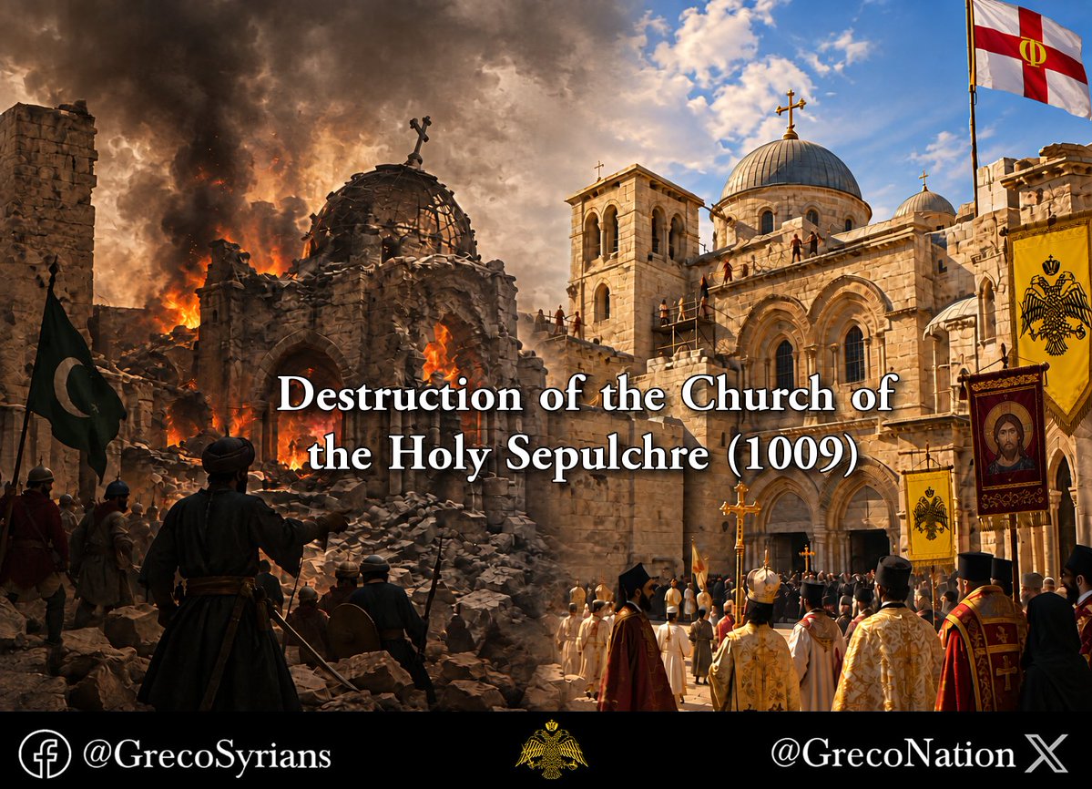 GrecoNation's tweet photo. On this day, we commemorate the destruction of the Church of the Holy Sepulchre [Grk: Ναός του Παναγίου Τάφου] in Jerusalem.

Full statement in English and Arabic in the comments https://t.co/ldH4KuiXpf