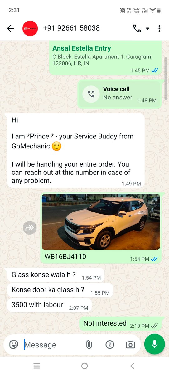 manish186in's tweet photo. @gomechanicindia  fail to understand how companies continue to mislead.

I booked a service and door glass replacement through the company's online portal at ₹1,082. However, upon reaching the workshop, the service was refused, and I was suddenly asked to pay ₹3,600 instead. https://t.co/CcnJknkz9I