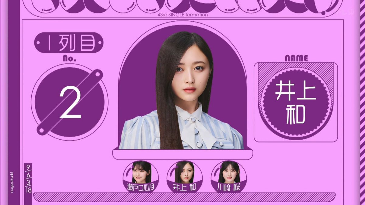 48_Yuuki_46's tweet photo. 乃木坂46 43rdシングル「君ロス」選抜メンバー18人

センター：井上和
選抜復帰：岡本姫奈、金川紗耶、小川彩
アンダー入り：岩本蓮加、筒井あやめ、森平麗心
初選抜：無し

#乃木坂工事中 #乃木坂46_君ロス https://t.co/opabWY22HN