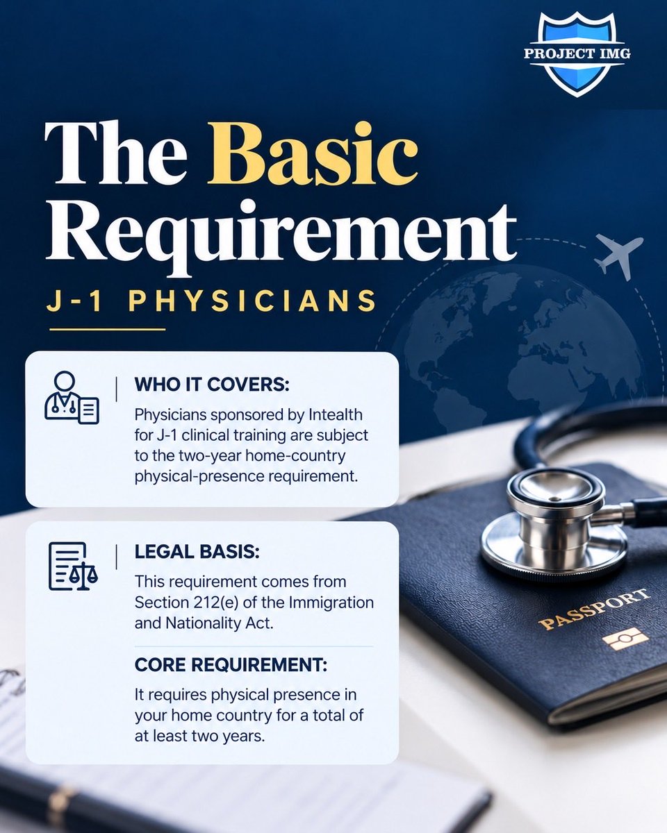 ProjectImg's tweet photo. Choosing J-1 for residency? Understand the two-year rule first. 🩺✈️
Swipe to learn what the home-country requirement means, how it can affect your plans after training, and why waiver eligibility depends on your circumstances.
📌 Save this for your visa planning and share it with a fellow IMG!
#ProjectIMG #J1Visa #IMGs #USResidency #ResidencyMatch