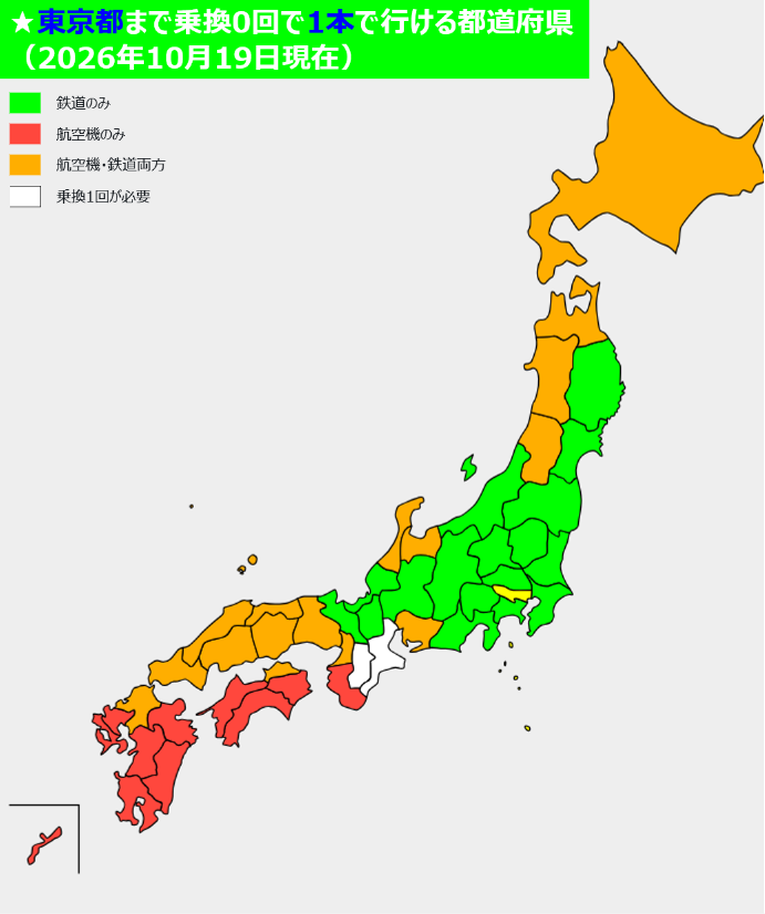 itsukaichi_engi's tweet photo. ✅東京都まで乗換0回で1本で行ける都道府県
（2026年10月19日現在） https://t.co/9qQSpvXf60